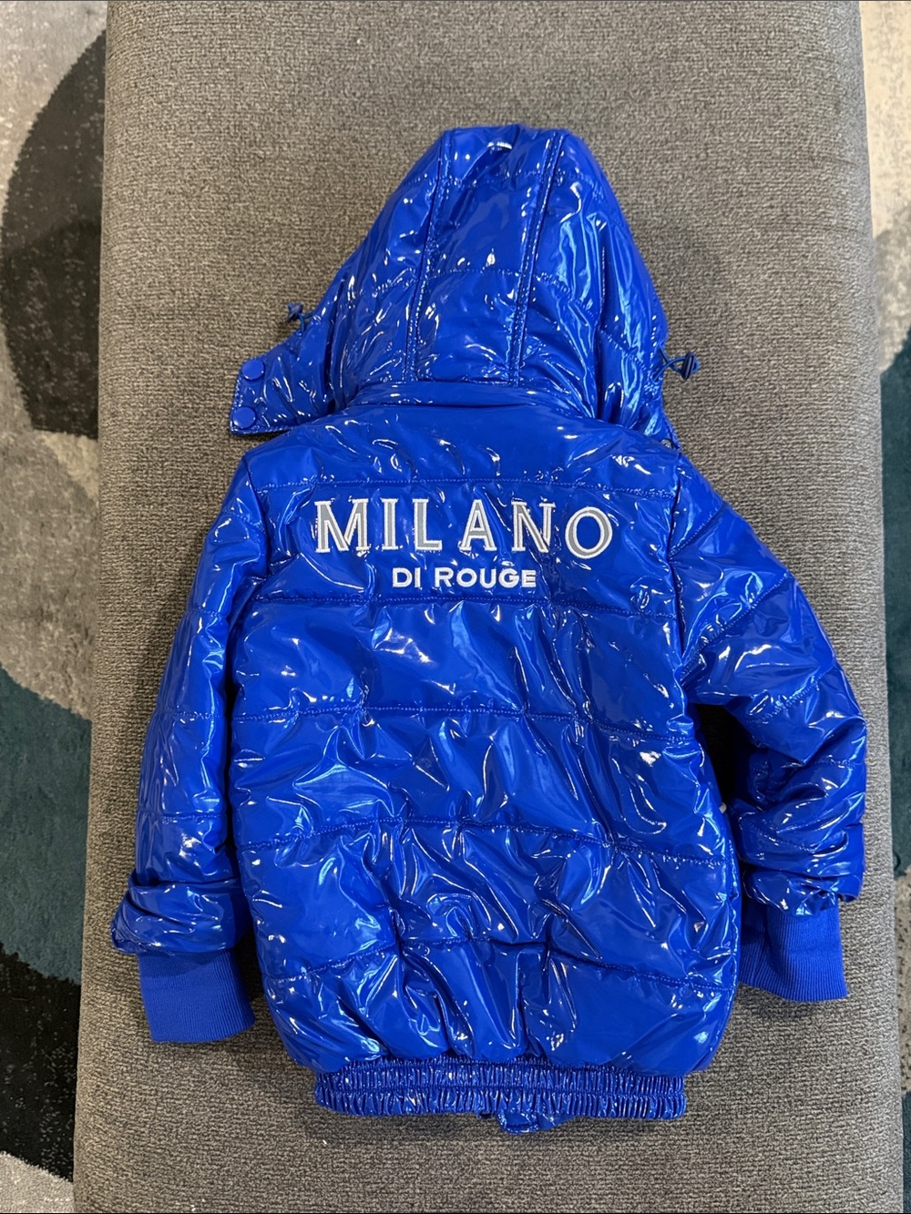 MILANO DI ROUGE Glossy Electric Blue Puffer Jacket
